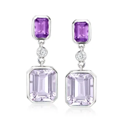 Ross-simons Tonal Amethyst And . Lab-grown Diamond Drop Earrings In Sterling Silver In Multi