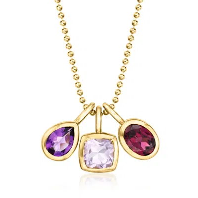 Ross-simons Tonal Amethyst And . Rhodolite Garnet 3-pendant Necklace In 18kt Gold Over Sterling In Multi
