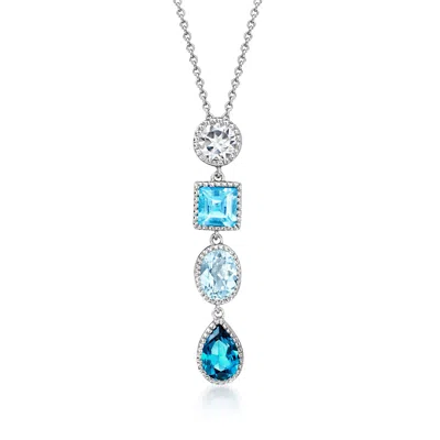 Ross-simons Tonal Blue And White Topaz Pendant Necklace In Sterling Silver In Multi