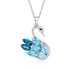 Ross-simons Tonal Blue And White Topaz Swan Pendant Necklace With Single Black Spinel In Sterling Silver In Multi