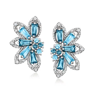 Ross-simons Tonal Blue Topaz And . Diamond Earrings In Sterling Silver