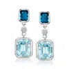 Ross-simons Tonal Blue Topaz And . Lab-grown Diamond Drop Earrings In Sterling Silver