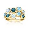Ross-simons Tonal Blue Topaz Bubble Ring In 18kt Gold Over Sterling In Blue
