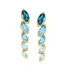 Ross-simons Tonal Blue Topaz Drop Earrings In 18kt Gold Over Sterling In Blue
