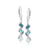 Ross-simons Tonal Blue Topaz Spiral Drop Earrings With . Diamonds In Sterling Silver In Blue