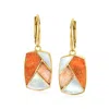 Ross-simons Tonal Orange Multi-gemstone Inlay Drop Earrings In 18kt Gold Over Sterling