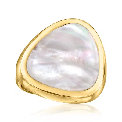 Ross-simons Triangular Mother-of-pearl Ring In 18kt Gold Over Sterling