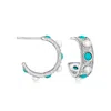 Ross-simons Turquoise And 3-3.5mm Cultured Pearl Hoop Earrings In Sterling Silver