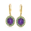Ross-simons Turquoise And Amethyst Drop Earrings In 18kt Gold Over Sterling In Purple