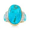 Ross-simons Turquoise And Diamond Ring With Enamel In 18kt Gold Over Sterling In White