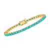 Ross-simons Turquoise And . Diamond Tennis Bracelet In 18kt Gold Over Sterling In Multi