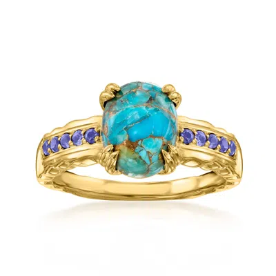 Ross-simons Turquoise And Iolite Ring In 18kt Gold Over Sterling In Purple