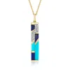 Ross-simons Turquoise And Lapis Pendant Necklace With . White Topaz In 18kt Gold Over Sterling In Multi