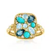 Ross-simons Turquoise And Multi-gemstone Ring With . Lab-grown Diamonds In 18kt Gold Over Sterling In Gold