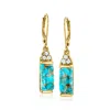 Ross-simons Turquoise And . Sky Blue Topaz Drop Earrings In 18kt Gold Over Sterling
