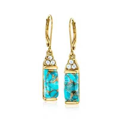 Ross-simons Turquoise And . Sky Blue Topaz Drop Earrings In 18kt Gold Over Sterling In Multi