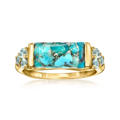 Ross-simons Turquoise And Sky Blue Topaz Ring In 18kt Gold Over Sterling
