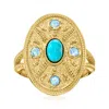 Ross-simons Turquoise And Sky Blue Topaz Ring In 18kt Gold Over Sterling In Blue