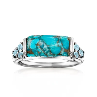 Ross-simons Turquoise And Sky Blue Topaz Ring In Sterling Silver