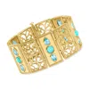 Ross-simons Turquoise And Swiss Blue Topaz Bracelet In 18kt Gold Over Sterling In Multi