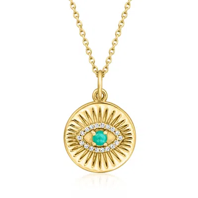 Ross-simons Turquoise And . White Topaz Evil Eye Pendant Necklace In 18kt Gold Over Sterling