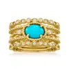Ross-simons Turquoise And White Topaz Ring In 18kt Gold Over Sterling In White