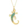 Ross-simons Turquoise And . White Zircon Lizard Pendant Necklace With . London Blue Topaz In 18kt Gold Over Ster