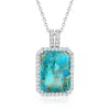 Ross-simons Turquoise And White Zircon Pendant Necklace In Sterling Silver In Multi