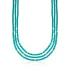 Ross-simons Turquoise Bead 3-strand Necklace With 14kt Yellow Gold In Multi
