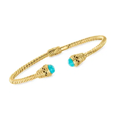 Ross-simons Turquoise Cuff Bracelet In 18kt Gold Over Sterling In Multi