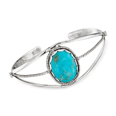 Ross-simons Turquoise Cuff Bracelet In Sterling Silver In Multi