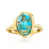 Ross-simons Turquoise Curvy Frame Ring In 18kt Gold Over Sterling