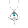 Ross-simons Turquoise Dragonfly Necklace In Sterling Silver In Metallic