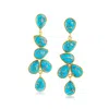 Ross-simons Turquoise Drop Earrings In 18kt Gold Over Sterling In Blue