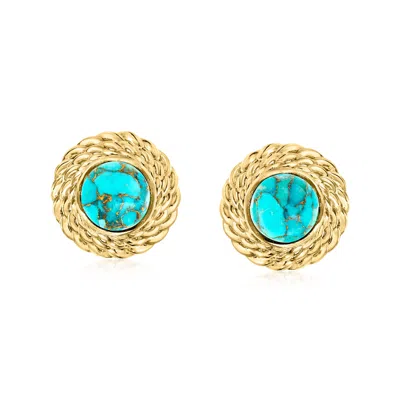 Ross-simons Turquoise Earrings In 18kt Gold Over Sterling In Blue