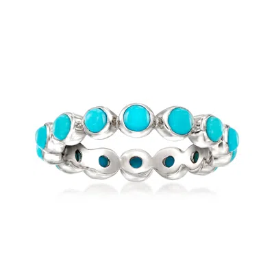 Ross-simons Turquoise Eternity Band In Sterling Silver In Blue
