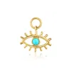 Ross-simons Turquoise Evil Eye Hoop Charms In 14kt Yellow Gold In Multi