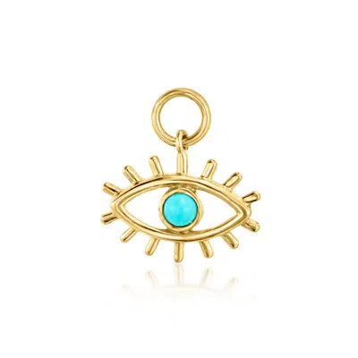 Ross-simons Turquoise Evil Eye Hoop Charms In 14kt Yellow Gold In Multi