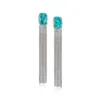 Ross-simons Turquoise Fringe Drop Earrings In Sterling Silver