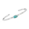 Ross-simons Turquoise Hammered Cuff Bracelet In Sterling Silver In Metallic