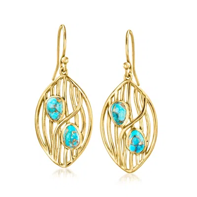 Ross-simons Turquoise Highway Drop Earrings In 18kt Gold Over Sterling