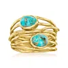 Ross-simons Turquoise Highway Ring In 18kt Gold Over Sterling In Blue