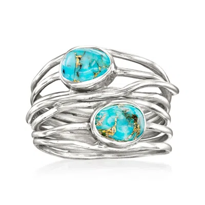 Ross-simons Turquoise Highway Ring In Sterling Silver In Blue
