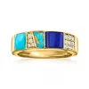 Ross-simons Turquoise, Lapis And White Topaz Ring In 18kt Gold Over Sterling
