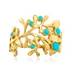 Ross-simons Turquoise Reef Ring In 18kt Gold Over Sterling In Blue