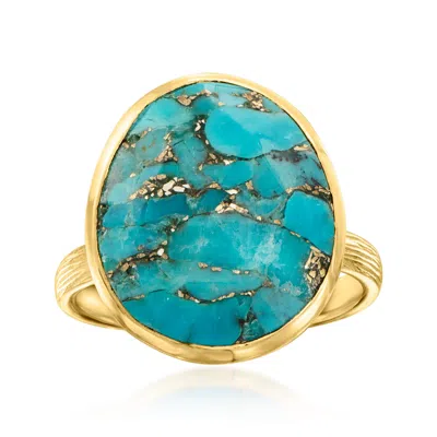 Ross-simons Turquoise Ring In 18kt Gold Over Sterling