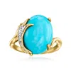 Ross-simons Turquoise Ring With Diamonds In 18kt Gold Over Sterling