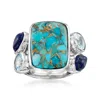 Ross-simons Turquoise Ring With Lapis And Sky Blue Topaz In Sterling Silver