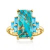 Ross-simons Turquoise Ring With Swiss Blue Topaz In 18kt Gold Over Sterling In Blue