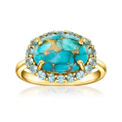 Ross-simons Turquoise Ring With Swiss Blue Topaz In 18kt Gold Over Sterling